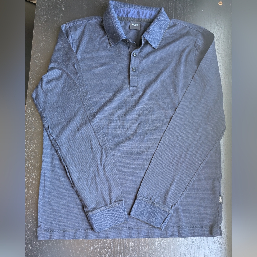 Hugo Boss Long Sleeve Polo Shirt in Navy